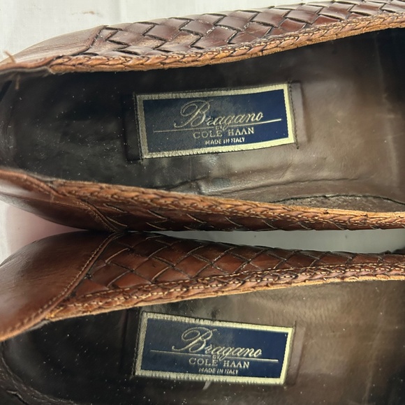Bragano Cole Haan Men's Made in Italy Tassel Loafers Woven Leather Slip on Shoes - Picture 2 of 11